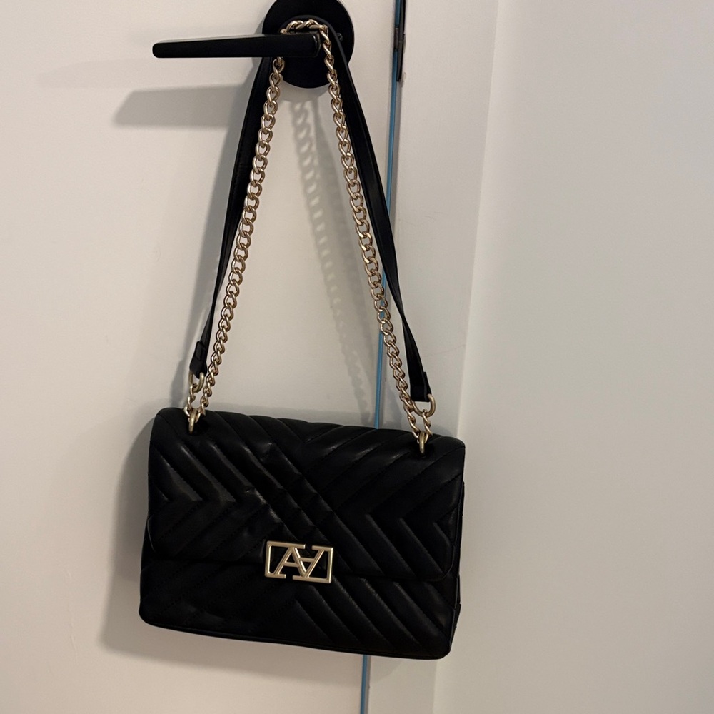 Aldo Black Quilted Shoulder Bag with Chain Strap